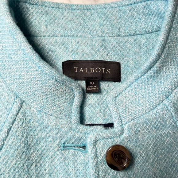 Talbot's Robin Egg Blue Wool Band-Collar Jacket Size 10 - Picture 4 of 5